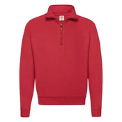 Red Mens Zip Neck Sweat Fruit of the Loom