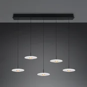 Trio Lighting LED-visoka svetilka Sirena, bela, dolžina 104 cm, steklo, CCT, 5-žarilna - Dnevna soba/jedilnica
