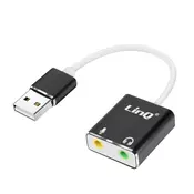 LINQ LinQ, USB zvočna kartica: 3,5mm priključek, mikrofon, slušalke, Bela/Črna, (5000220111)