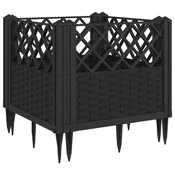 vidaXL vidaXL Cvetlično korito z zatiči črno 43,5x43,5x43,5 cm PP, (21144327)