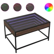 vidaXL Klubska mizica z neskončnimi LED rjavi hrast 70x50x41 cm
