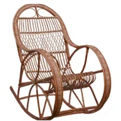 Casa Padrino luxury rocking armchair brown 53 x 120 x H. 115 cm - Handmade rattan rocking chair with armrests - Living room furniture - Garden furniture - Rattan furniture - Luxury furniture