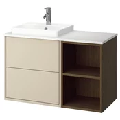 HAVBÄCK / ORRSJÖN Postolje umiv/umiv/slavina, imitacija bež/braon hrastovine/bela im. mermera, 102x49x71 cm