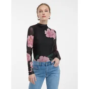 Črna bluza s cvetličnim vzorcem