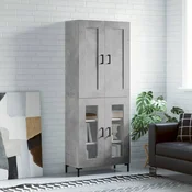 Greatstore Visoka komoda betonsko siva 69,5x34x180 cm inženirski les
