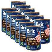 Konzervirana hrana Brit premium by Nature Chicken & Hearts 12x400 g