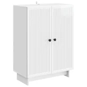 Vidaxl Strani šal Bela visok sijaj 66 x 34,5 x 90 cm Inženirski les