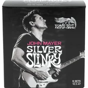 Ernie Ball John Mayer Silver Slinky Nickel Wound Electric Guitar Strings 6 Pack Strune za električno kitaro (Kot novo)