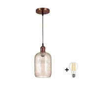 Brilagi - viseči LED lestenec na kablu R GLASS 1xE27/60W/230V, premer 14 cm, bakrena/dimno rjava