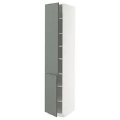 METOD Visoki element s policama/2 vrata, bela/Nickebo mat sivozelena, 40x60x220 cm