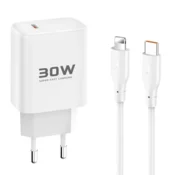Kucni punjac KONFULON Joko JK89+DC66 PD 30W sa kablom Type-C na iPhone Lightning beli 1m
