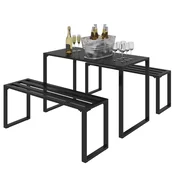 Homestar Zunanja vrtna garnitura 3-delni komplet 110x55x70 cm črna