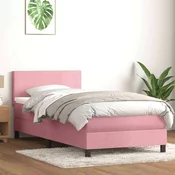 vidaXL vidaXL Box spring postelja z vzmetnico roza 80x220 cm žamet, (21791026)
