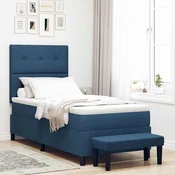 vidaXL vidaXL škatlasta vzmetnica z vzmetnico in klopjo Modra 90x190 cm Tkanina, (22067275)