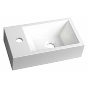 Umivalnik iz litega marmorja AMAROK, 40 x 11 x 22 cm, levi/bel - Bela - 24 - 22.00 - Liti marmor - Obešen na steno – vijaki - Ne - Sapho - SMALL - 40.00 - 1 odprtina - Rectangle - Majhni umivalnik - 40x11x22 cm
