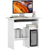 HOMCOM HOMCOM Računalniška miza iverna plošča 80D x 45Š x 75V cm bela, (5000243028)