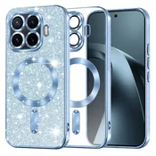 TPU gel ovitek Techsuit Luxury Glitter MagSafe za Xiaomi 17T Pro - light blue