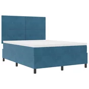 vidaXL vidaXL Box Spring Postelja z Matracem Temno Modra 140x190 cm Žamet, (22052793)