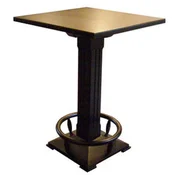 Casa Padrino luxury bar table with footrest brass colored/black 80 x 80 x H. 110 cm - solid wood bar table