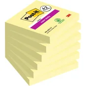Samolepilni blok, 76x76 mm, 6x90 listov, 3M POSTIT Super Sticky, rumen, 540 listov
