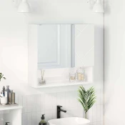Vidaxl Ogledalna omara Visok sijaj bela 59 x 17 x 55 cm Inženirski les