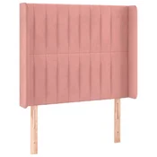 Vidaxl Vzglavje z ušesi roza 103x16x118/128 cm žamet