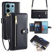 GS Ovitek z zadrgo za Xiaomi Redmi Note 13 Pro 5G, denarnica z žepom in zadrgo, črn