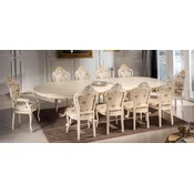 Casa Padrino luxury baroque dining room set ivory/multicolored/gold - 1 Dining table 350 cm & 10 dining chairs - Baroque furniture