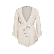 Trendyol Curve Ecru Sleeve Ruffled Flounce Viscose Beachwear Woven Kimono & Kaftan