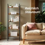 Songmics Knjižna polica z lestvijo 5 polic 30x60x170 cm rjava