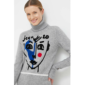 Vuneni pulover Rossignol JCC za žene, boja: siva, s dolčevitom