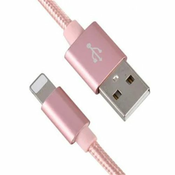 XWAVE Kabl USB Iphone 3A ALU/ 1.2m/ pleteni/ roze/zlatna