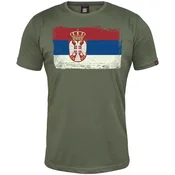 Muška majica kratkih rukava Srpska zastava-trobojka, Maslinasta
