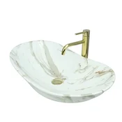 shumee GTM Design Aufsatzwaschbecken 62 cm - Glanz Modern Waschbecken ohne Hahnloch - Elegant Aufsatzwaschbecken Oval für Badezimmer und Gäste WC - nur Bad Waschbecken