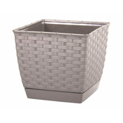 Prosperplast Cvetlični lonec RATOLLA SQUARE 25x25x22cm bež (7529U) s posodo