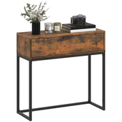 HOMCOM HOMCOM Konzolna miza iverna plošča, jeklo 80D x 30Š x 76V cm rustikalno rjava, (5000243025)