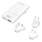 Logilink putni punjac sa dva USB GaN porta, tri adaptera EU / UK / AU, 65 W, slim