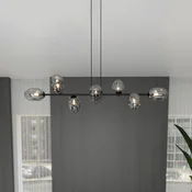 EMIBIG LIGHTING Visoka svetilka Glassy, grafitna, 140 cm, 8-žarilna, ovalna stekla - Dnevna soba/jedilnica - Sodobni - črna, grafitna - Steklo