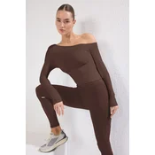 Trendyol Milla Ženska majica Thmss25Ts00004, Smeda