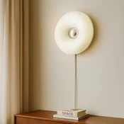 Lindby LED namizna/stenna svetilka Fjora, bela/krom, O 30 cm, dim. - Dnevna soba/jedilnica - Dizajn - bel, krom - Steklo