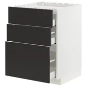 METOD / MAXIMERA Pod.elem.grej.ploca/3front/3fiok, bela/Nickebo boja antracita, mat, 60x60 cm