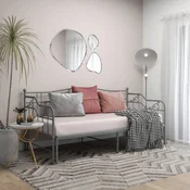 shumee vidaXL Kavč z izvlečnim okvirjem za posteljo siv kovinski 90x200 cm