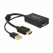 DELOCK Delock 62667 HDMI/DisplayPort adapter [1x moški konektor HDMI - 1x ženski konektor DisplayPort] črna pozlačeni konektorji, s feritnim jedrom 25.00 cm, (20427506)