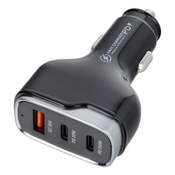 OEM Avtomobilski polnilnik USB A + 2 x tip C PD QC3.0 3A 138W CC53-2C1A črn