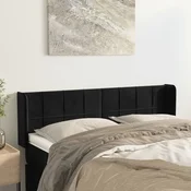 Vidaxl vidaXL Vzglavnik s krilci, črn 147x16x78/88 cm, žamet