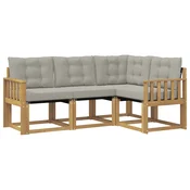 Set vanjskih sofa s jastukom 4 pcs Bijela i svjetlosiva