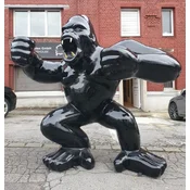 Casa Padrino luxury XXL decorative sculpture gorilla monkey black / gold 180 x H. 200 cm - Huge XXL garden decorative sculpture - XXL decorative figure - Luxury XXL animal figure
