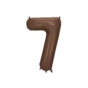PartyDeco Folija balon številka 7 - 86 cm, moka, rjava, saten