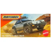 Matchbox: 1985 Porsche 911 Rally siv avtomobilček v kartonski škatli 1/64 – Mattel