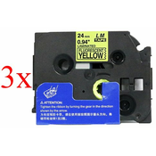 Komplet Brother TZe-C51/TZ-C51/PT/P-Touch 24mm kompatibilni trakovi (3) - črn izpis/fluorescenčno rumen trak
